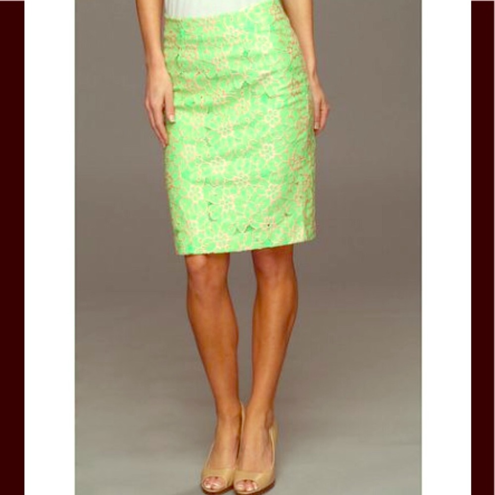 🌸NWOT Lilly Pulitzer green/pink lace skirt 🌸